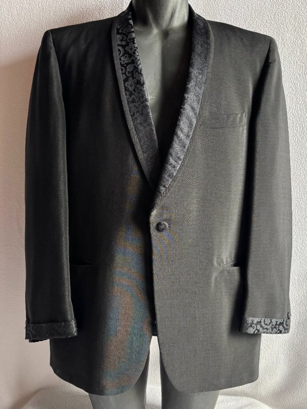 Black Formal Dinner Tuxedo Jacket 42R Brocade Shawl Collar